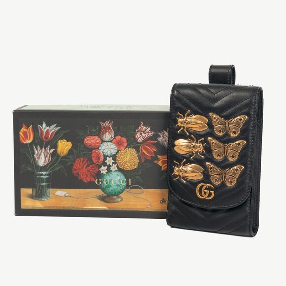 Gucci GG Marmont Black Quilted Leather Animal Studs Belt Pouch - Picture 9 of 9